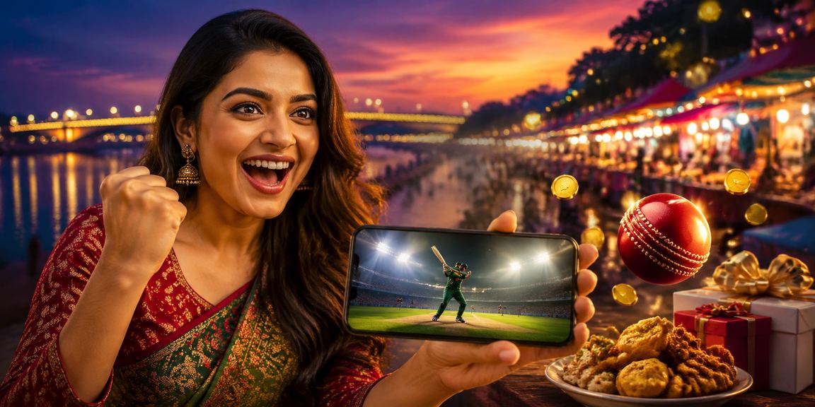 Enjoying cricket betting on mobile at a night market in Bogura