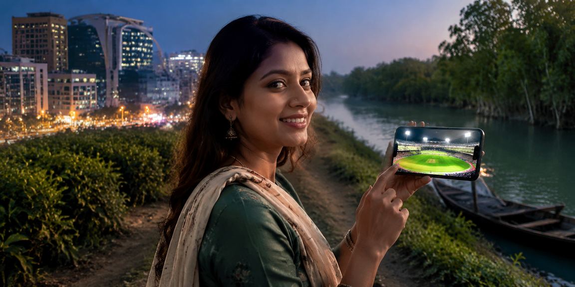 চট্টগ্রামের চা বাগানের পটভূমিতে ক্রিকেট বেটিং ভাউচার ব্যবহারের দৃশ্য