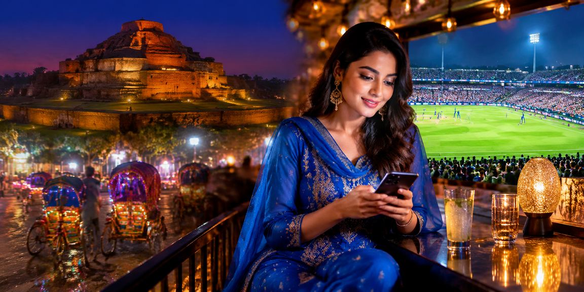 ঢাকায় সালোয়ার কামিজ পরে মোবাইলে ক্রিকেট বেটিং করছেন একজন ব্যবহারকারী